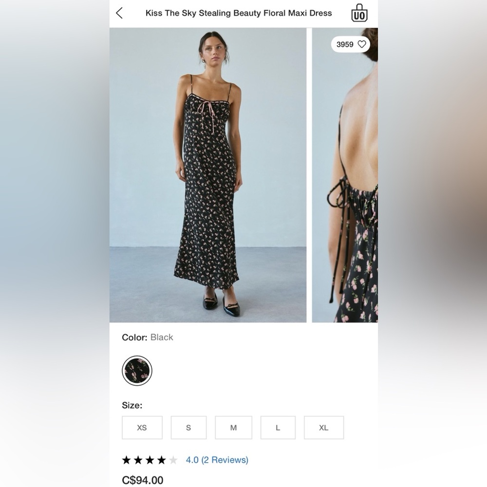 Kiss the Sky’s Stealing Beauty” Black Floral Maxi Dress from Urban Outfitters